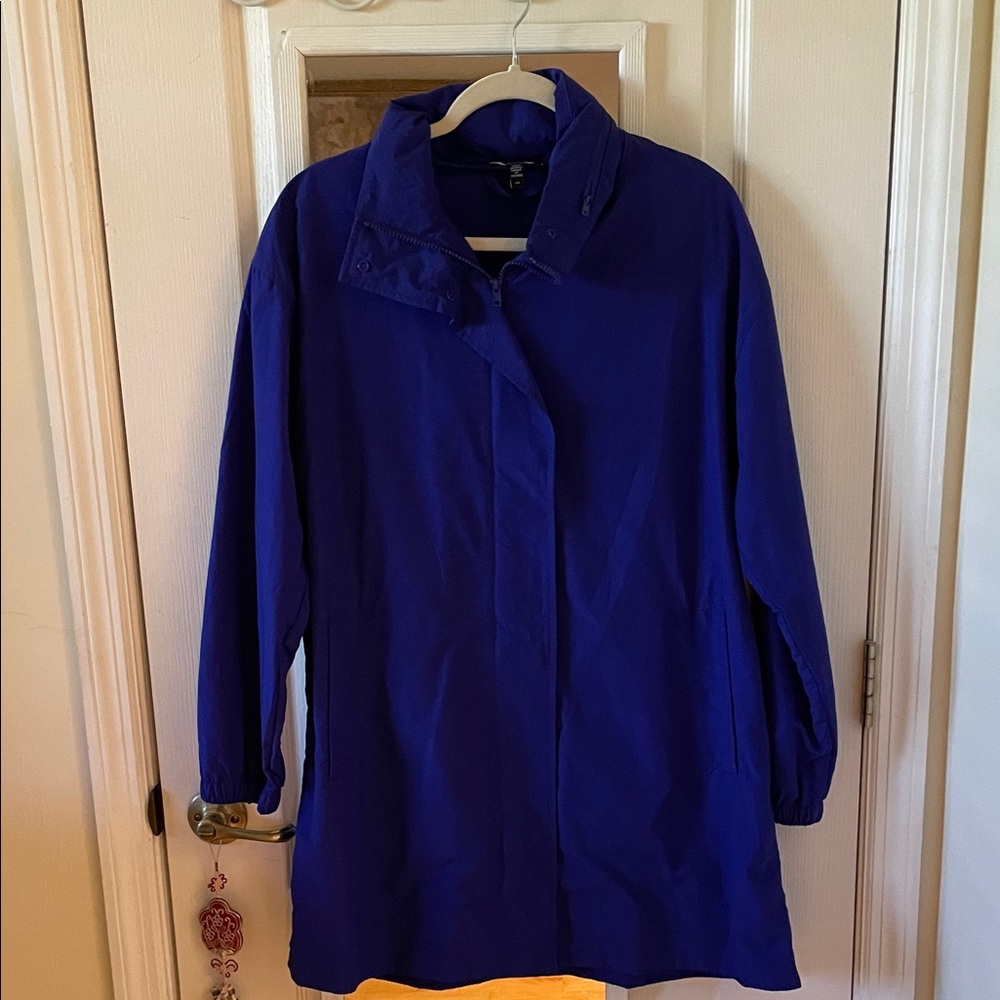 Eileen Fisher Vibrant Purple Rain Coat with hood